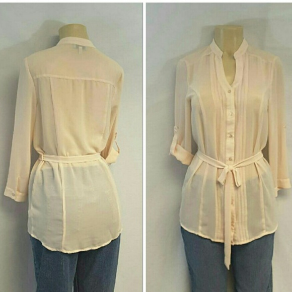 Sugar Mint Tops - SUGAR MINT, Sheer, Blush, Fitted Top, size Medium